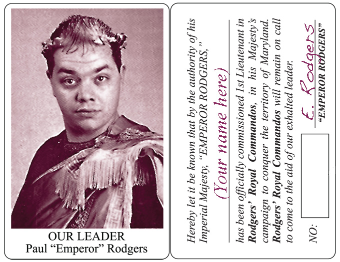 Rodgers' Royal Commandos Enlistment Card